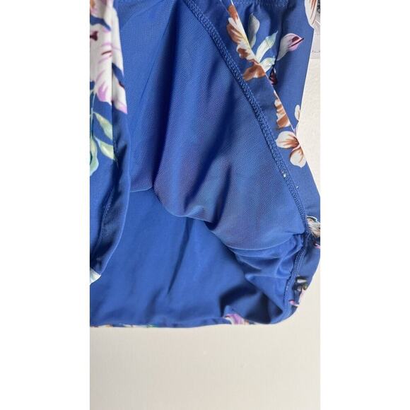 Jantzen Womens Sz 8 Blue Floral Cut Out Bandeau Swim Top Detachable Straps NEW - Picture 3 of 8